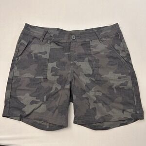 Prana Shorts Womens 14 Gray Camo Halle Stretch Zion 5in Hiking Outdoor Gorpcore